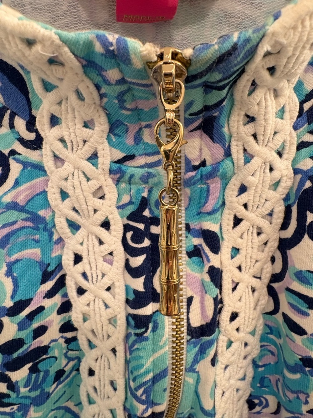 Lilly Pulitzer Janie Popover Light Aqua Spritz Seahorse Half Zip Sweatshirt XS - Picture 3 of 15